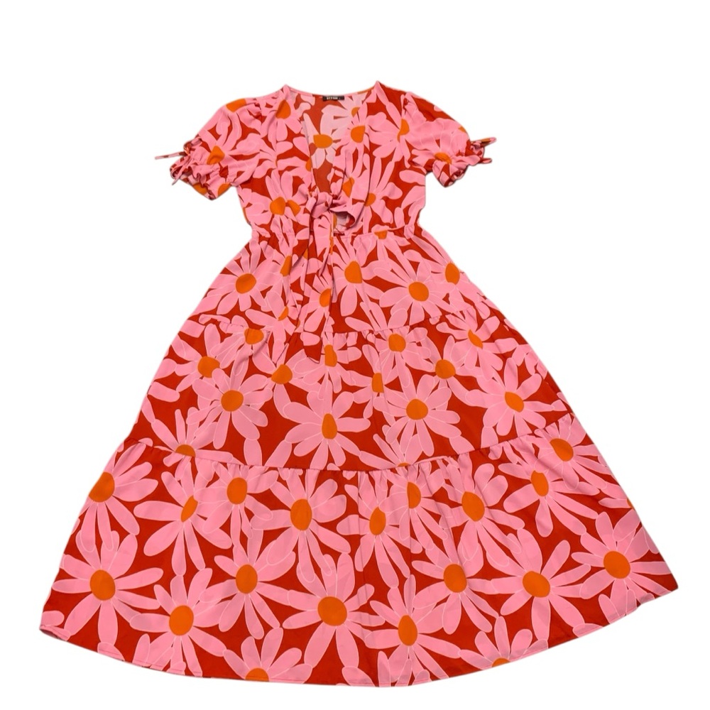 Floral Maxi Dress in Red and Pink